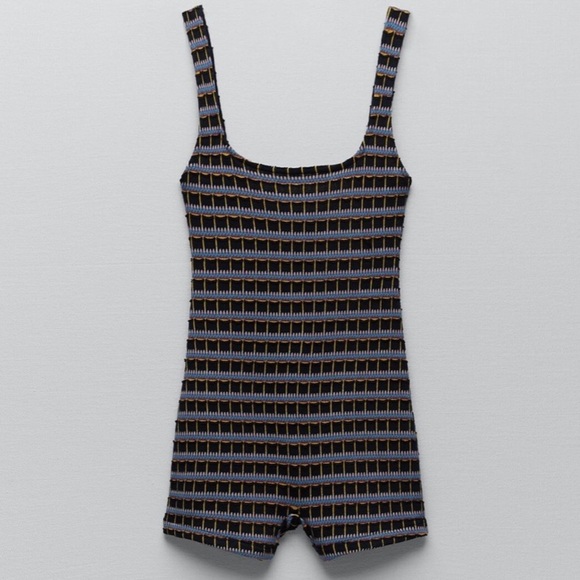 Zara Pants - Zara Knit Jacquard Striped Jumpsuit